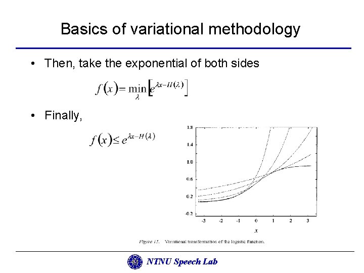 Basics of variational methodology • Then, take the exponential of both sides • Finally,