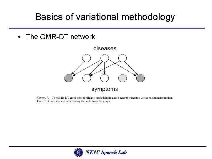 Basics of variational methodology • The QMR-DT network NTNU Speech Lab 