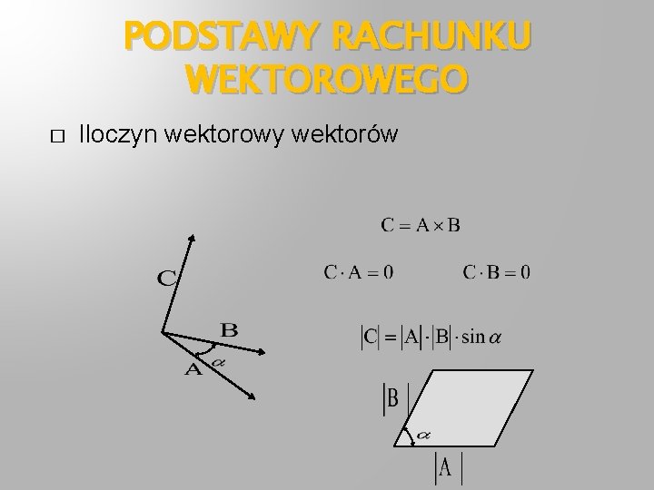 PODSTAWY RACHUNKU WEKTOROWEGO � Iloczyn wektorowy wektorów 