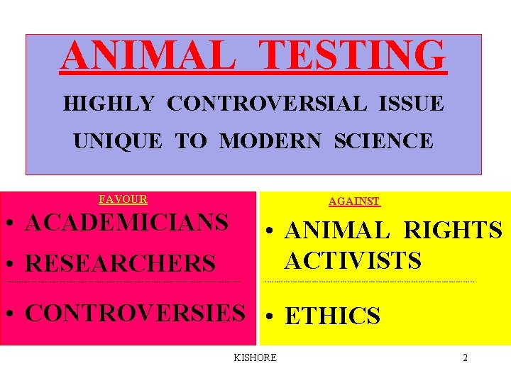 ANIMAL TESTING HIGHLY CONTROVERSIAL ISSUE UNIQUE TO MODERN SCIENCE FAVOUR AGAINST • ACADEMICIANS • ANIMAL TESTING HIGHLY CONTROVERSIAL ISSUE UNIQUE TO MODERN SCIENCE FAVOUR AGAINST • ACADEMICIANS •