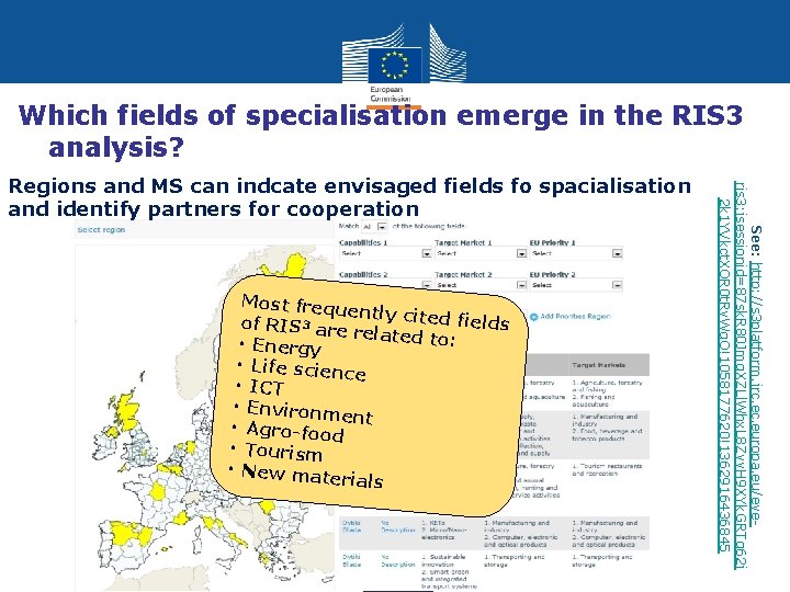 Which fields of specialisation emerge in the RIS 3 analysis? Most frequ ently cited