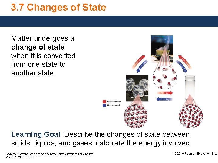 3. 7 Changes of State Matter undergoes a change of state when it is