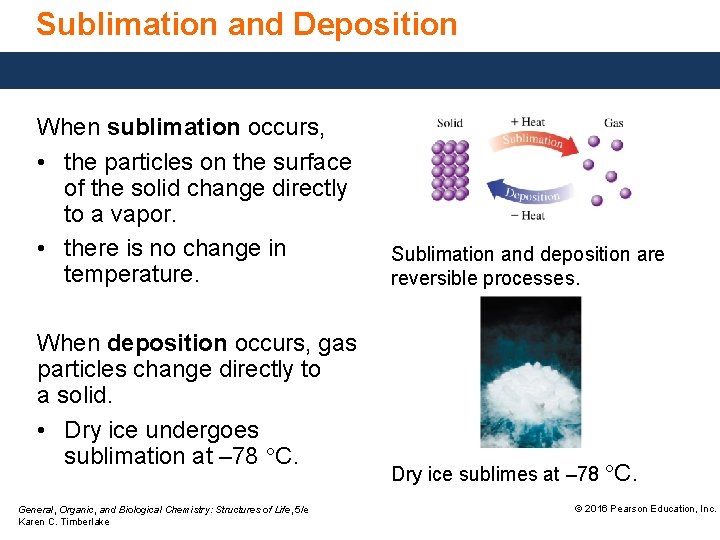 Sublimation and Deposition When sublimation occurs, • the particles on the surface of the