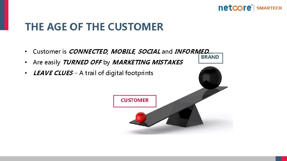 THE AGE OF THE CUSTOMER • Customer is CONNECTED, MOBILE, SOCIAL and INFORMED… •