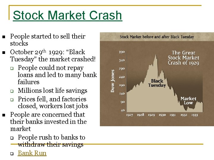 Stock Market Crash n n n People started to sell their stocks October 29