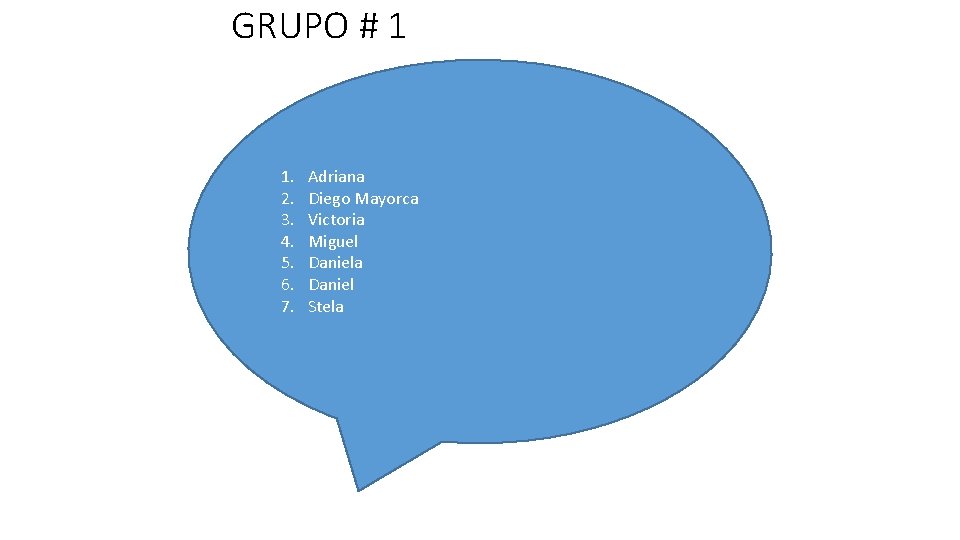 GRUPO # 1 1. 2. 3. 4. 5. 6. 7. Adriana Diego Mayorca Victoria