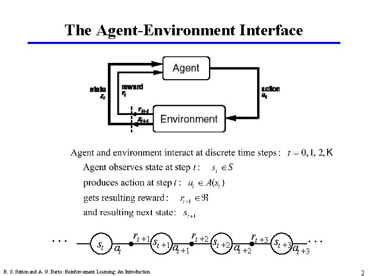 The Agent-Environment Interface . . . st at rt +1 R. S. Sutton and