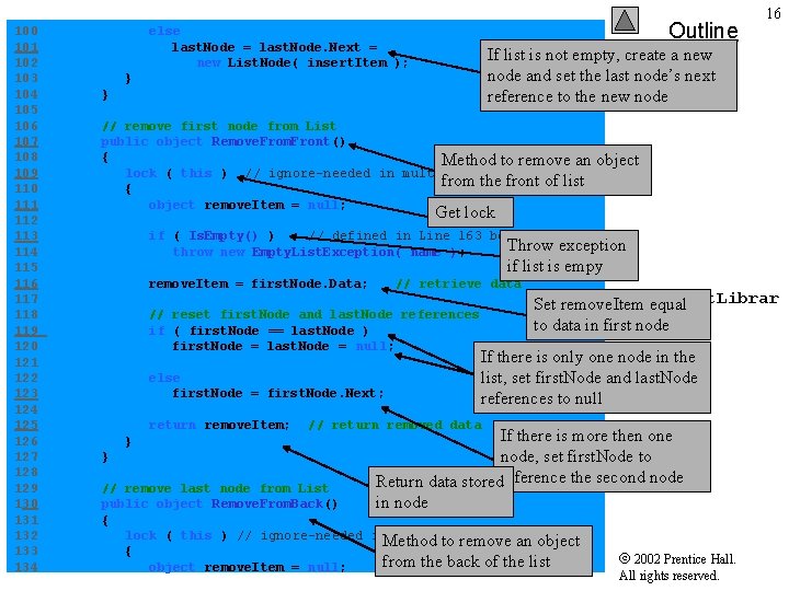 Outline 16 100 else 101 last. Node = last. Node. Next = If list