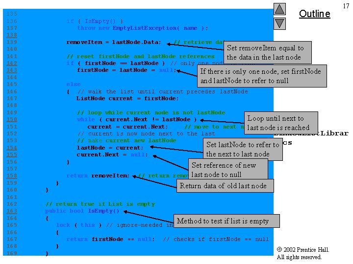 Outline 17 135 136 if ( Is. Empty() ) 137 throw new Empty. List.