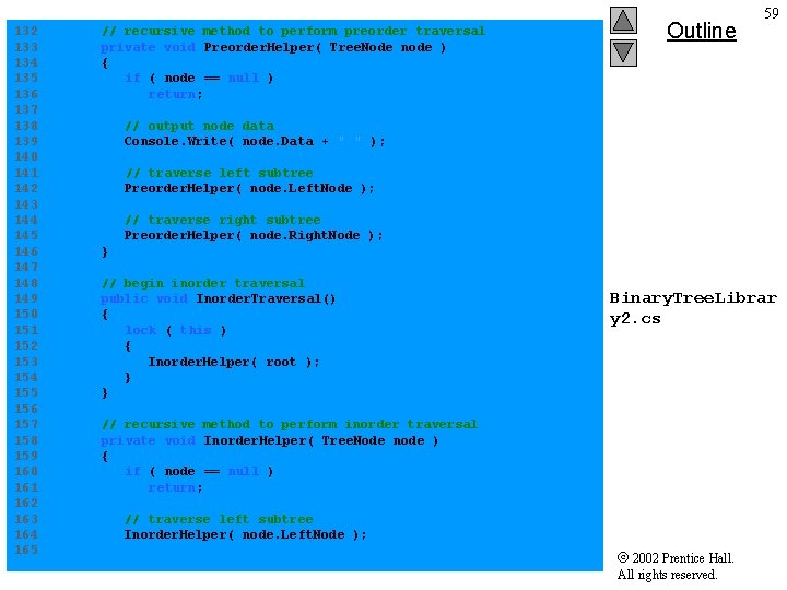 132 // recursive method to perform preorder traversal 133 private void Preorder. Helper( Tree.