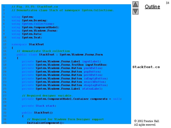 1 // Fig. 23. 25: Stack. Test. cs 2 // Demonstrates class Stack of