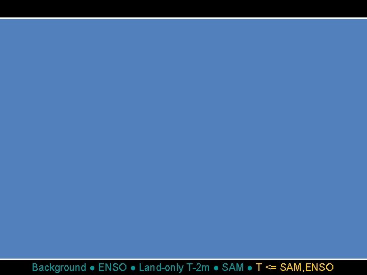 Background ● ENSO ● Land-only T-2 m ● SAM ● T <= SAM, ENSO