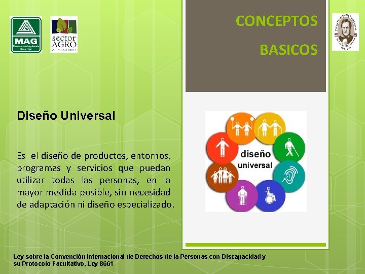 CONCEPTOS BASICOS Diseño Universal Es el diseño de productos, entornos, programas y servicios que