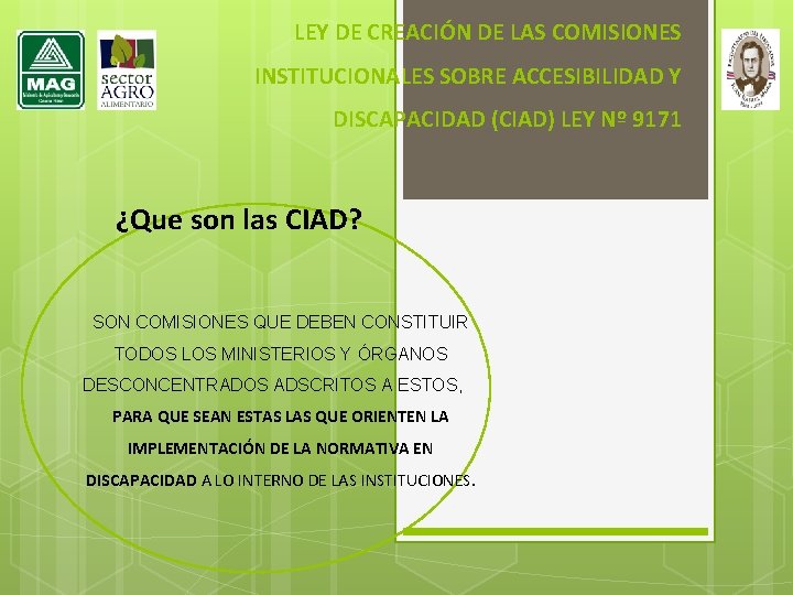 LEY DE CREACIÓN DE LAS COMISIONES INSTITUCIONALES SOBRE ACCESIBILIDAD Y DISCAPACIDAD (CIAD) LEY Nº