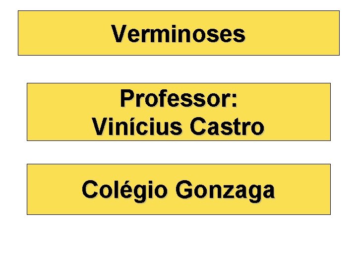 Verminoses Professor: Vinícius Castro Colégio Gonzaga 