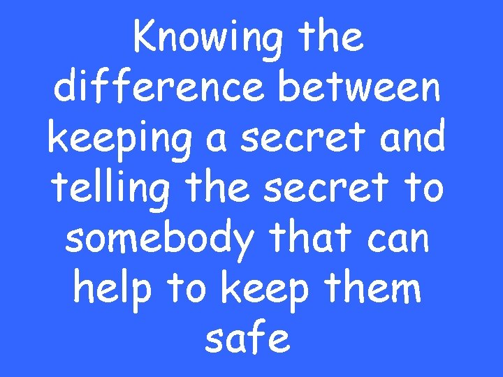 Knowing the difference between keeping a secret and telling the secret to somebody that