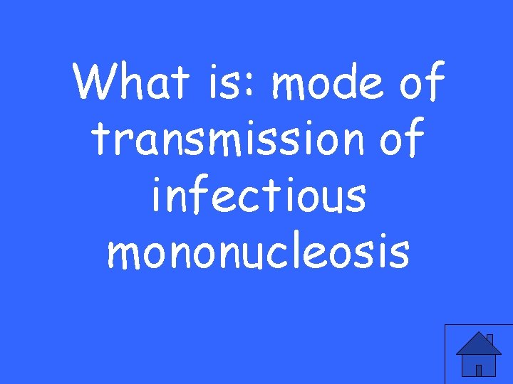 What is: mode of transmission of infectious mononucleosis 