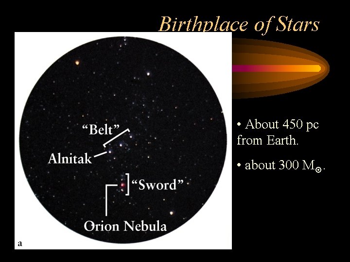 Birthplace of Stars • About 450 pc from Earth. • about 300 M. 