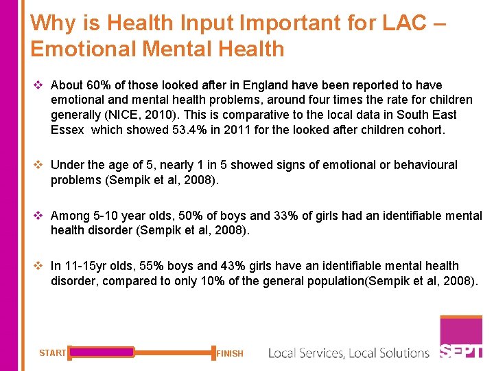 Why is Health Input Important for LAC – Emotional Mental Health v About 60%