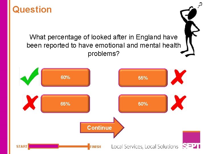 Question What percentage of looked after in England have been reported to have emotional