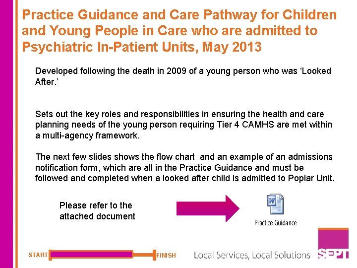 Practice Guidance and Care Pathway for Children and Young People in Care who are