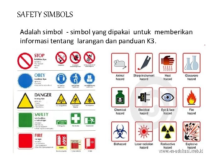 SAFETY SIMBOLS Adalah simbol - simbol yang dipakai untuk memberikan informasi tentang larangan dan