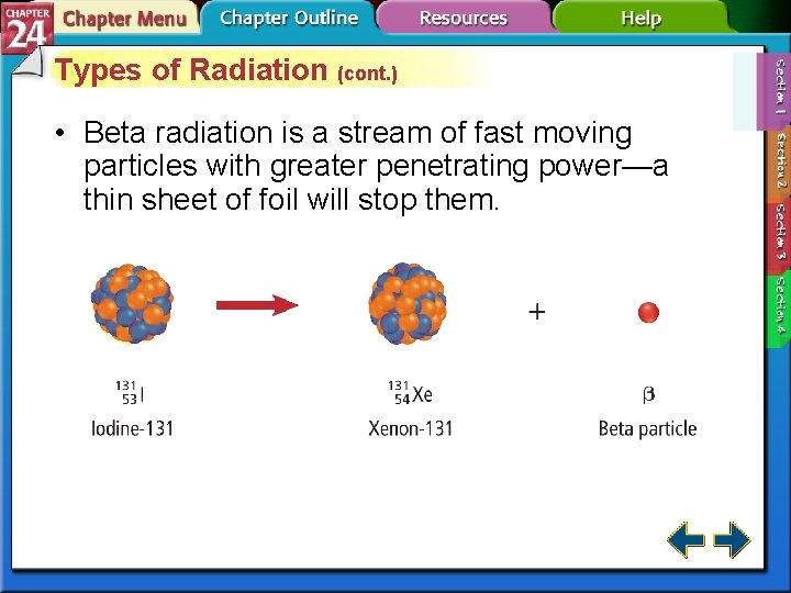 Types of Radiation (cont. ) • Beta radiation is a stream of fast moving