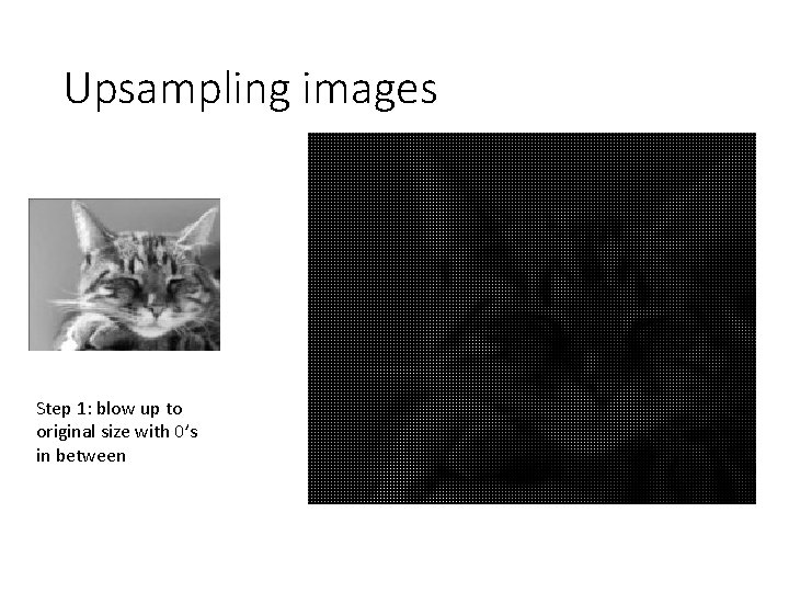 Upsampling images Step 1: blow up to original size with 0’s in between 