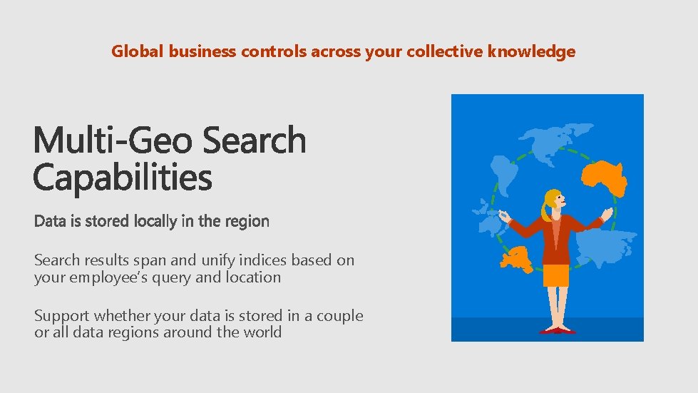 Global business controls across your collective knowledge Search results span and unify indices based