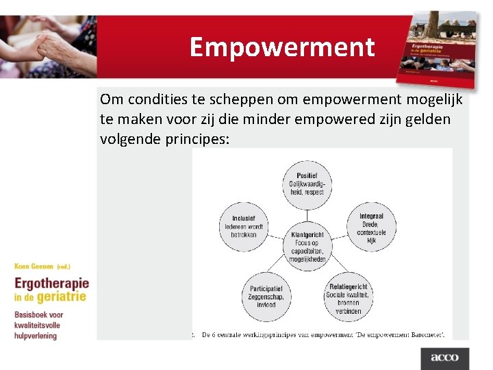 Empowerment Om condities te scheppen om empowerment mogelijk te maken voor zij die minder
