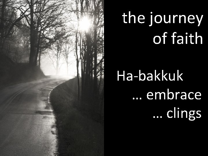 the journey of faith Ha-bakkuk … embrace … clings 