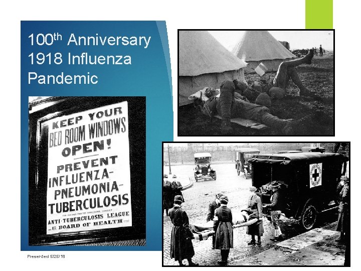 100 th Anniversary 1918 Influenza Pandemic In Presented 5/25/18 