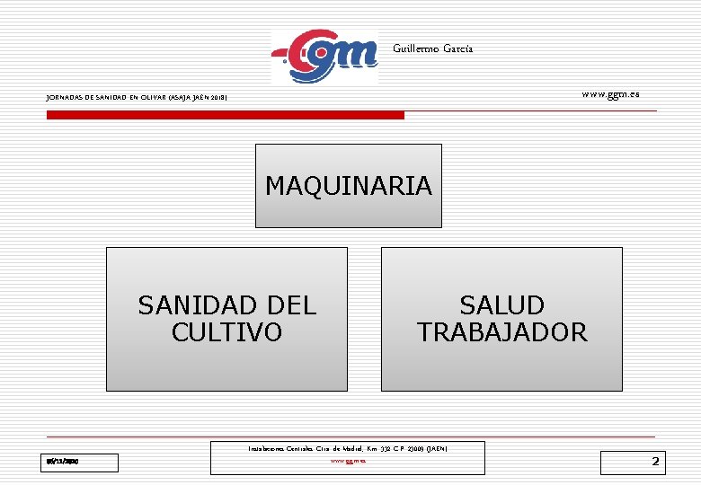 Guillermo García www. ggm. es JORNADAS DE SANIDAD EN OLIVAR (ASAJA JAÉN 2018) MAQUINARIA