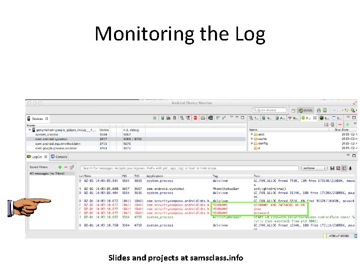 Monitoring the Log Slides and projects at samsclass. info 