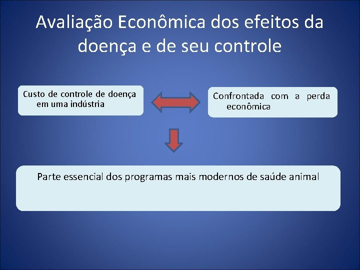 Avaliação Econômica dos efeitos da doença e de seu controle Custo de controle de