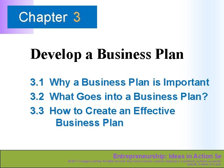 Chapter 3 Develop a Business Plan 3. 1 3. 2 3. 3 Why a