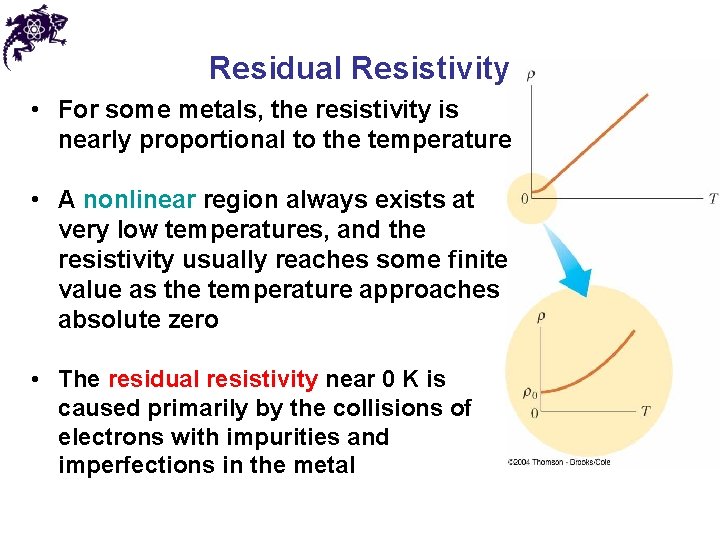 Residual Resistivity • For some metals, the resistivity is nearly proportional to the temperature