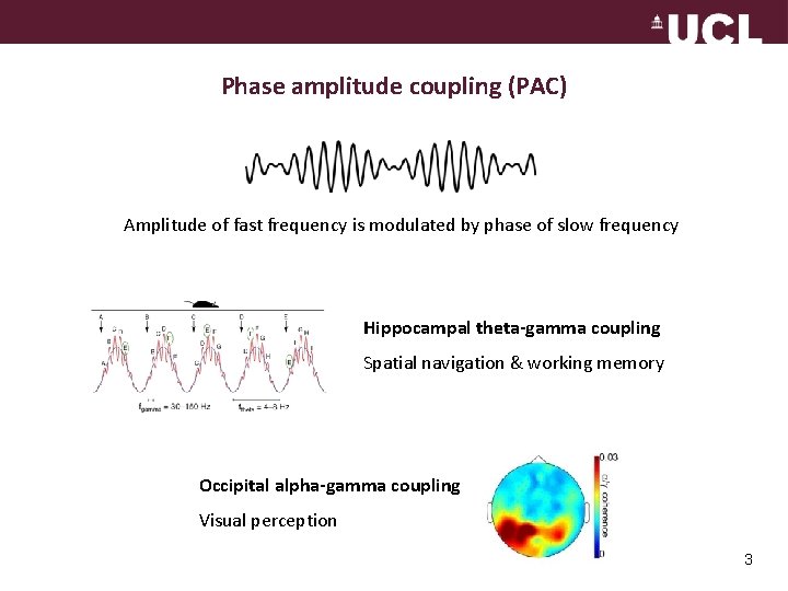 Phase amplitude coupling (PAC) Amplitude of fast frequency is modulated by phase of slow