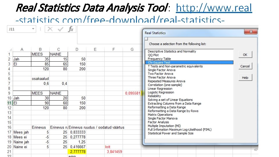 Real Statistics Data Analysis Tool : http: //www. real -statistics. com/free-download/real-statisticsresource-pack/ 47 