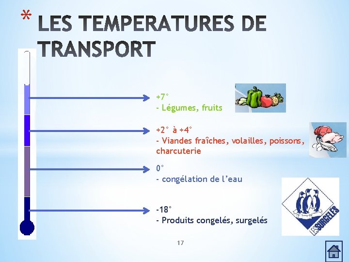 * +7° - Légumes, fruits +2° à +4° - Viandes fraîches, volailles, poissons, charcuterie * +7° - Légumes, fruits +2° à +4° - Viandes fraîches, volailles, poissons, charcuterie