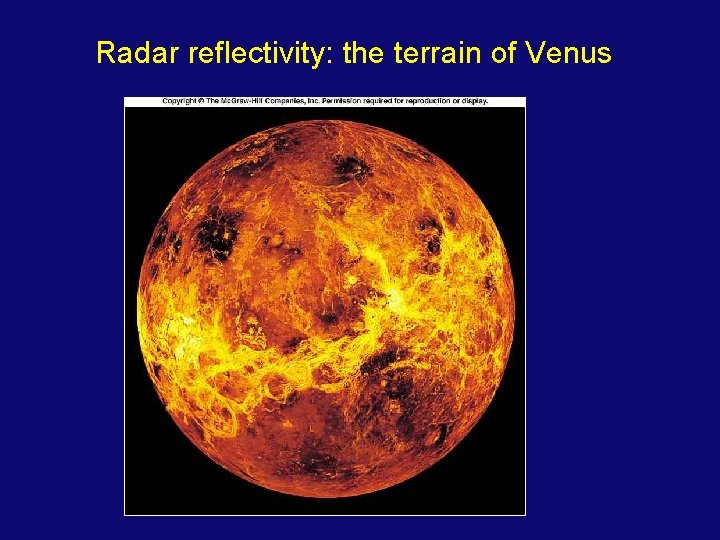 Radar reflectivity: the terrain of Venus 