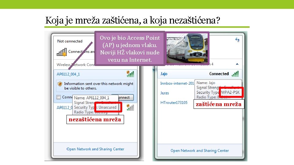 Koja je mreža zaštićena, a koja nezaštićena? Ovo je bio Access Point (AP) u