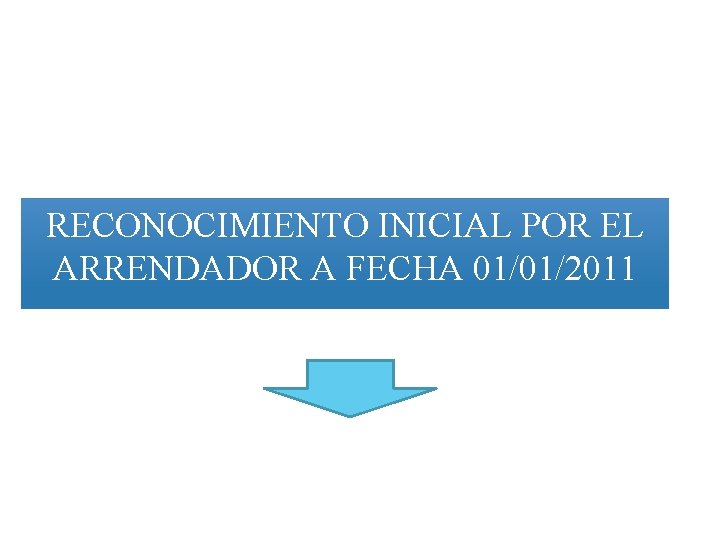 RECONOCIMIENTO INICIAL POR EL ARRENDADOR A FECHA 01/01/2011 