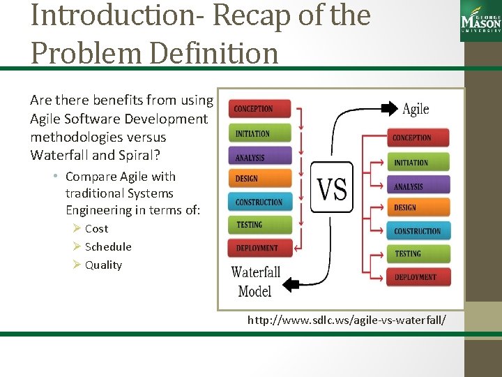 Introduction- Recap of the Problem Definition Are there benefits from using Agile Software Development