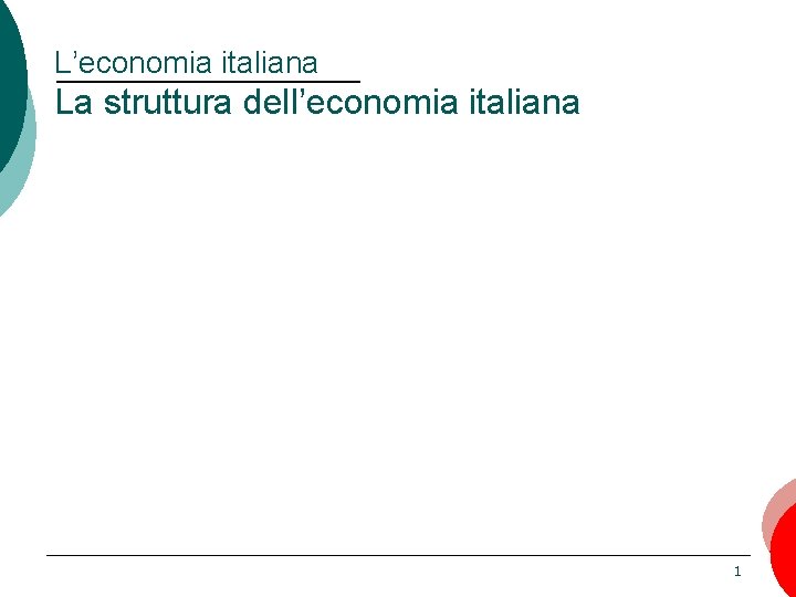 L’economia italiana La struttura dell’economia italiana 1 