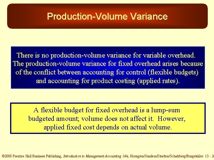 Production-Volume Variance There is no production-volume variance for variable overhead. The production-volume variance for