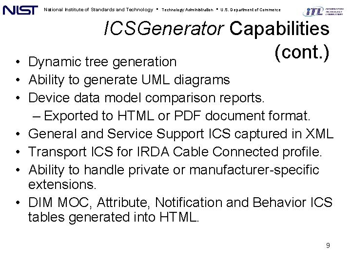 National Institute of Standards and Technology • Technology Administration • U. S. Department of