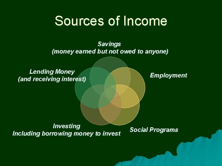 Stable Income Sources Income Benefits Types of Income u u To