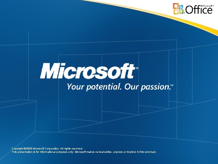 Copyright © 2006 Microsoft Corporation. All rights reserved. This presentation is for informational purposes