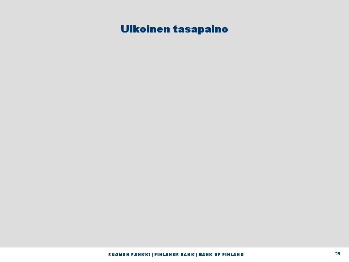 Ulkoinen tasapaino SUOMEN PANKKI | FINLANDS BANK | BANK OF FINLAND 28 